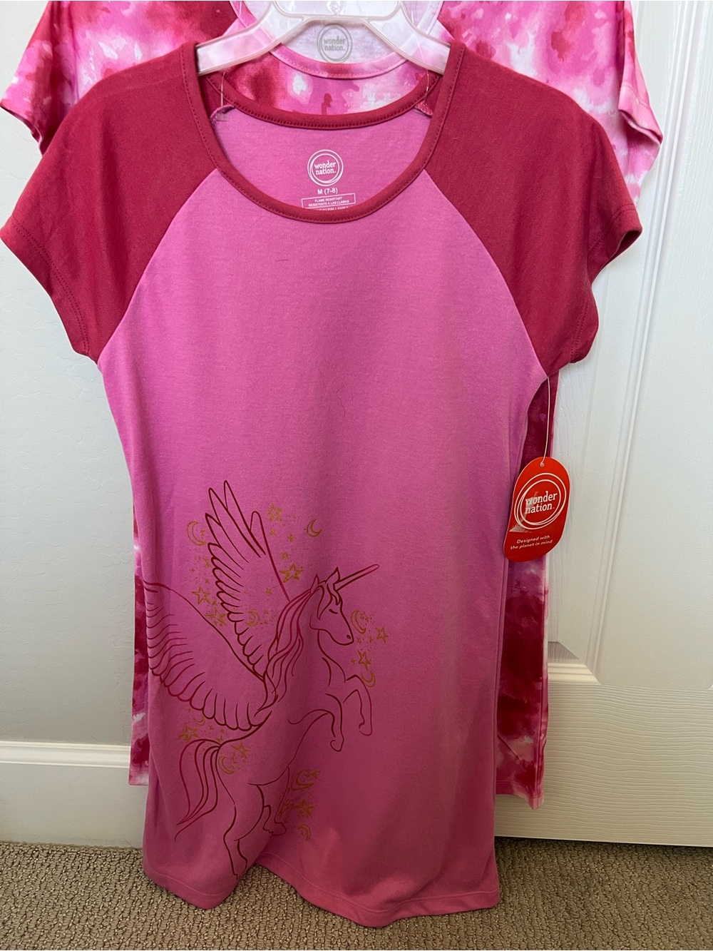 wonder nation Pink and Berry Unicorn Nightshirt sets NWT $12